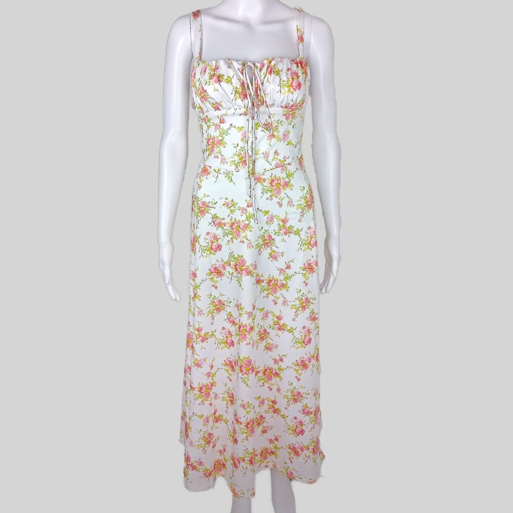 A-line Floral Print Milkmaid Flowy/Maxi Dress